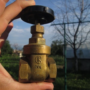Brass Water Valve, Brass water tap, Brass water faucet, Pipe connector with bakelite handle, Vintage tap,  Rustic decor, Industrial decor