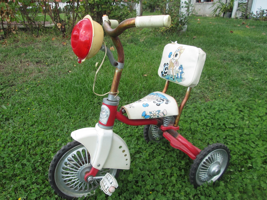 Vintage Kids Tricycle: 70s Metal Children's Bike, Retro Decor