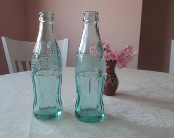 Vintage Coca Cola Bottles, set of 2 glass bottles, Coca Cola Collections, Glass Bottles, Coke Bottles, Vintage bar decor, Cyrillic alphabet