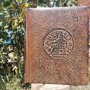 Large leather folder, Embossed leather folder, Vintage folder, Book cover, Tooled leather folder, Document holder, Business portfolio