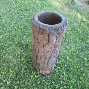 Hand carved antique bowl, Primitive wooden vessel, Wooden bowl for making butter, Antique butter churn, Farmhouse tool, Rustic home decor