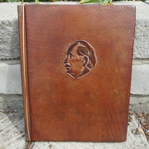 Genuine leather folder, Embossed leather folder, Vintage folder, Book cover, Tooled leather folder, Document holder, Business portfolio