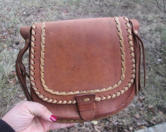 Handgemachte Vintage Leder Umhängetasche: Damen Geldbörse