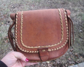 Bolso de cuero genuino, Bolso de cuero hecho a mano, Bolso de hombro, Bolso de mujer, Accesorio de dama, Regalo para ella, Bolso de cuero vintage, Bolso de dama