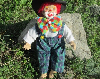 Vintage German Porcelain Clown Doll: Collectible Circus Decor