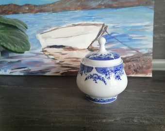 Vintage KAHLA Porcelain Sugar Bowl: Blue Floral German Tea Set