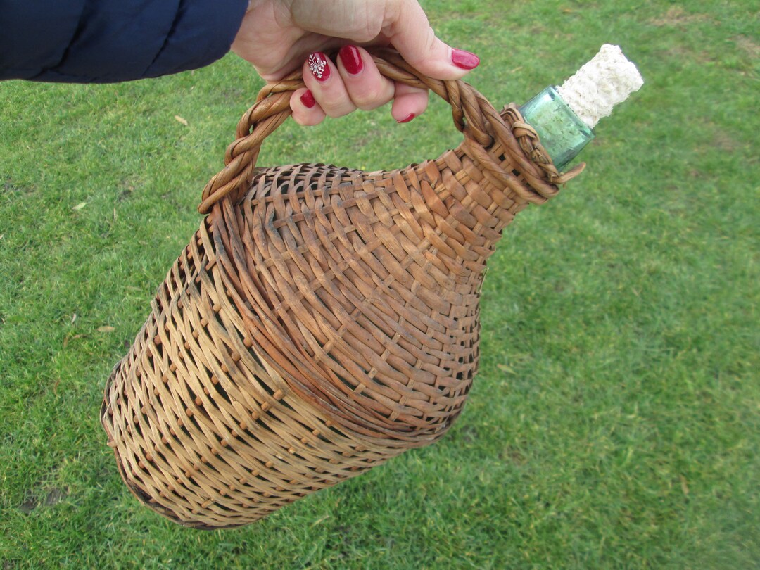 Wicker Bottle, Glass Wine Bottle, Whiskey Bottle, Wicker Cover Bottle