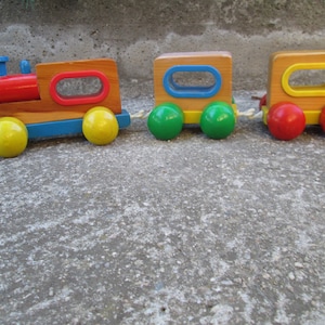 Vintage wooden train, Vintage wooden toy, Тoy train, Wooden wagons, Wooden push train, Nursery decor, Children toy, Child train, Collectible
