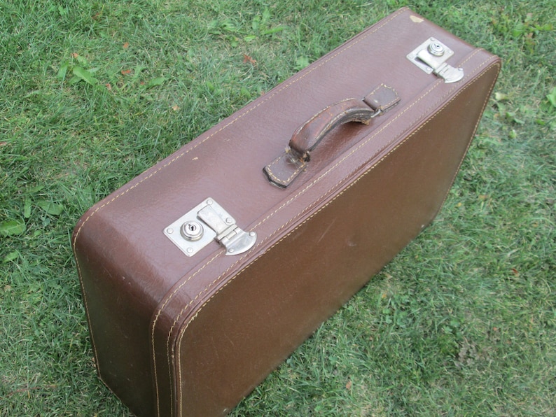 Retro decor Vintage Suitcase Retro Suitcase Old Luggage Home decor Cardboard Suitcase \u0422ravel Case Distressed Suitcase Brown Suitcase