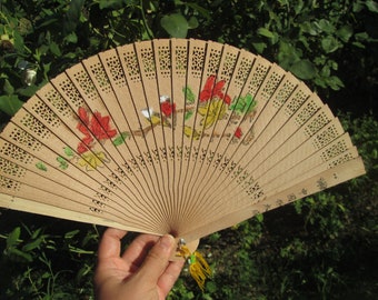 Wooden hand fan, Vintage fan, Handmade wooden fan, Folding hand fan, Ladies' accessory, Gift for her, Wedding gift, Wedding hand fan