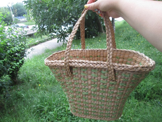 Wicker bag, Woven bag, Vintage handbag, Beach bag… - image 10