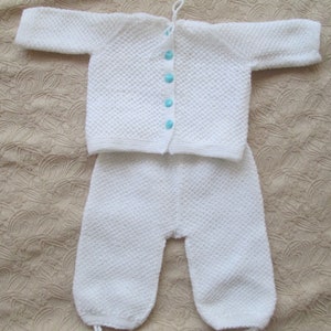 Handgestrickte Babykleidung, Anzug aus 2 Teilen, Weste und Hose, Unisex Babykleidung, Winter-Babyweste, warme Hose, Weihnachtsgeschenk
