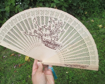 Vintage fan, Wooden hand fan, Handmade wooden fan, Folding hand fan, Ladies&#39; accessory, Gift for her, Wedding gift, Wedding hand fan