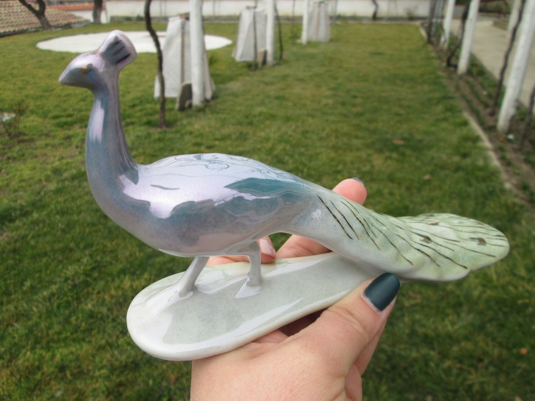 Vintage Porcelain Peacock, Ceramic Peacock Figurine, Porcelain Figurine