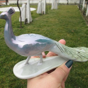 Vintage porcelain peacock, Ceramic peacock figurine, Porcelain figurine, Porcelain bird figure, Wedding decor, Gift idea, Peafowl figure