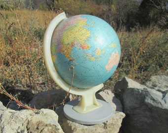 Vintage globe, 1980s Globe, Vintage world map, Desk globe, World globe, Maps, Vintage decor, Office decor, Disstresed globe, Gift idea