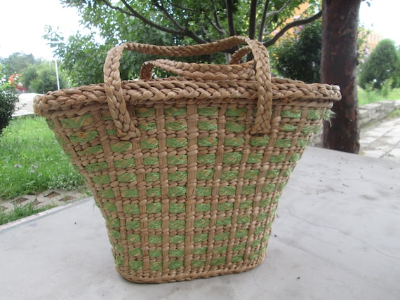 Wicker bag, Woven bag, Vintage handbag, Beach bag… - image 4