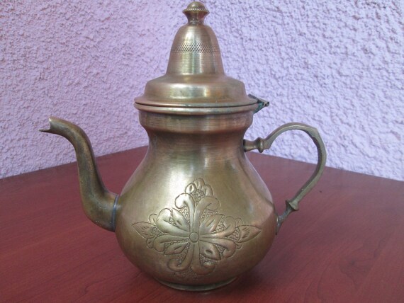 Tetera Turca Antigua Tetera De Laton Antiguo Antiguo Etsy