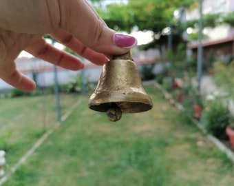 Small Vintage Brass Bell: Rustic Farmhouse Garden Decor