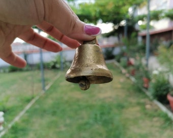 Brass bell, Vintage bell, Small brass bell, Rustic home decor, Old bell, Ring bell, Garden decor, Vintage brass bell, Door bell, Farmhouse