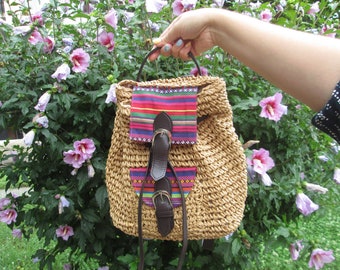 Wicker backpack, Vintage backpack, Wicker bag, Sholders bag, Handmade backpack, Woven knapsack, Small rattan bag, Gift for her, Handbag