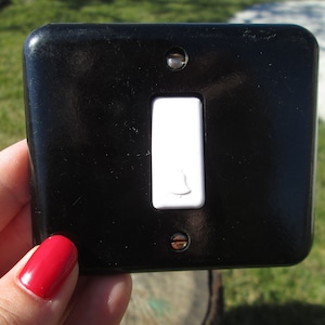 Bakelite light switch, Wall light switch, Vintage switch, Retro mechanical switch, On lamp switch, Electric part, Wall decor