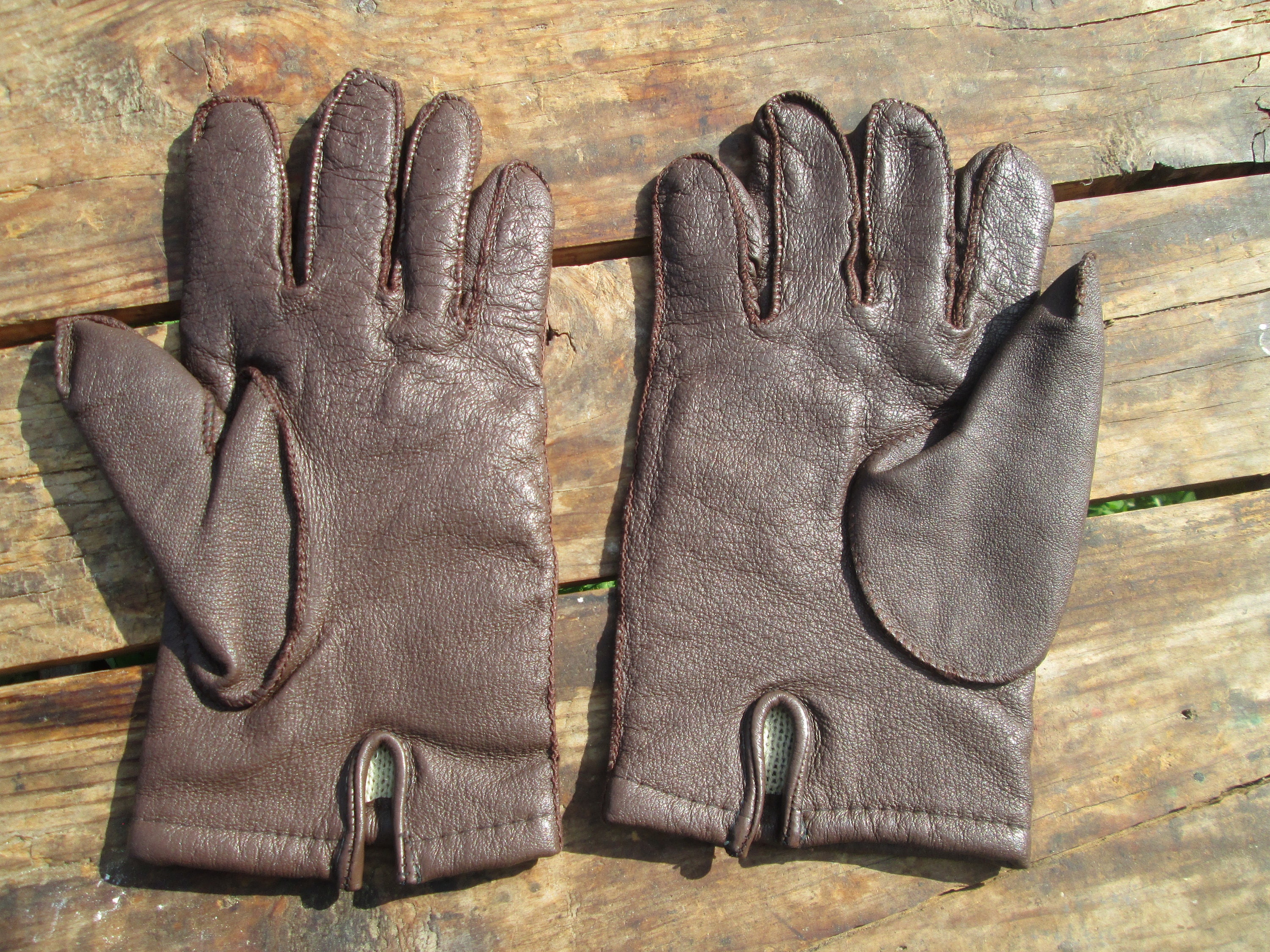 Vintage Leather Gloves, Brown Leather Gloves, Size 10