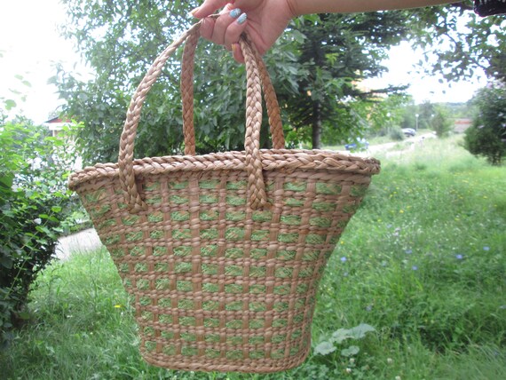 Wicker bag, Woven bag, Vintage handbag, Beach bag… - image 7