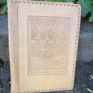Vintage leather folder, Folding portfolio, Book cover, Embossed leather folder, Tooled leather folder, Document holder, Business portfolio
