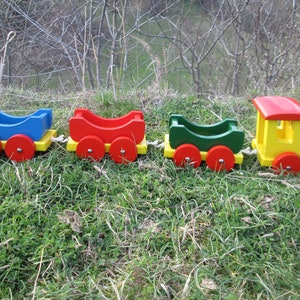 Vintage wooden toy train, Kids wood toy, Тoy train, Wooden wagons, Wooden push train, Nursery decor, Children toy, Child train, Collectible