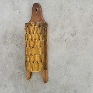 Vintage Kitchen Grater, Primitive Grater, Wooden Grater, Metal Grater, Wall Hanging Grater, Rustic Home Decor, Cheese Shredder, Wood Handle