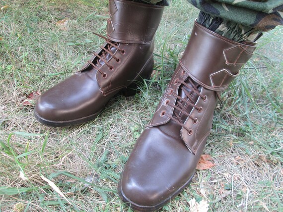 Combat leather boots, Vintage Army boots, Brown l… - image 2