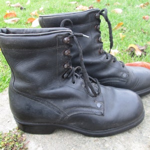 Militär Lederstiefel,Fledermaus Lederstiefel, Vintage Armee Stiefel, Schwarze Lederstiefel, Vintage Schuhe, Militär Schuhe, Soldatenstiefel