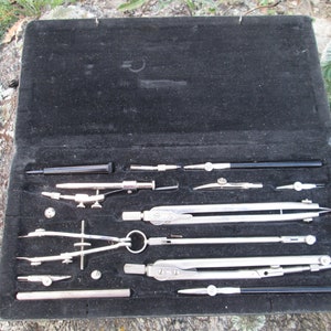 Vintage drawing tools, Antique Drawing tools, Drawing Instruments &quot;U 14&quot;, Drawing Moscow, Set and Case, Architectural tools, Special gift