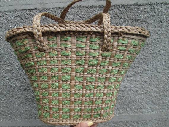 Wicker bag, Woven bag, Vintage handbag, Beach bag… - image 9