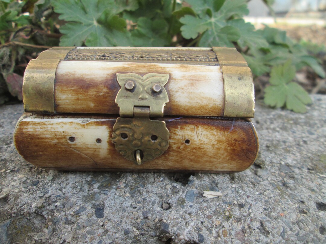 Brass and Bone Box, Mini Jewelry Box, Jewelry Storage, Treasures Box, Brass Jewellery Box