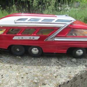 Vintage tin bus, Metal toy, Working toy, Cildren toy, Tin car with battery, Old China bus toy, Retro tin car, Collectibles, Gift idea