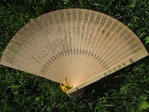 Wooden hand fan, Vintage fan, Handmade wooden fan… - image 6