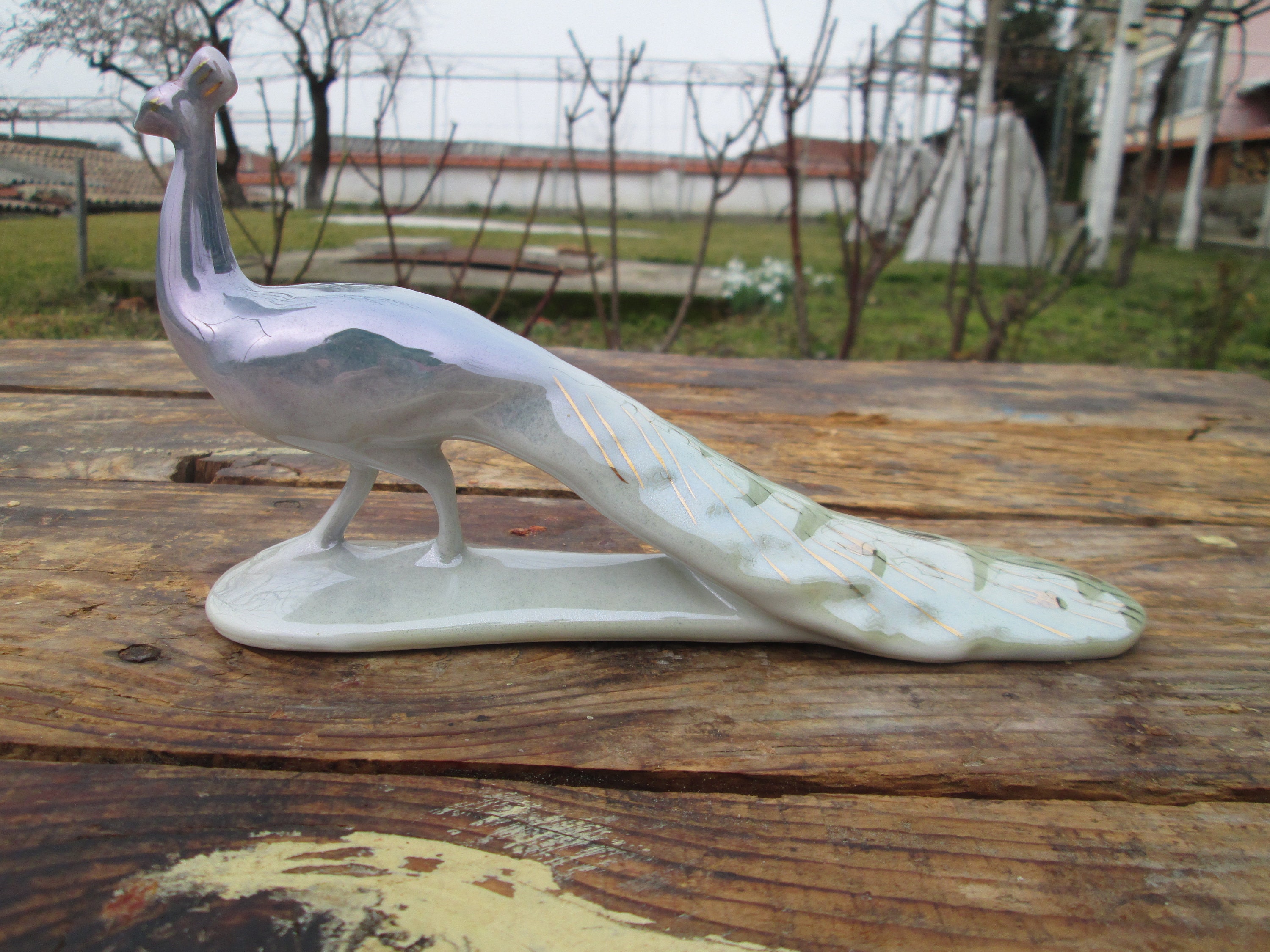 Vintage Porcelain Peacock Ceramic Peacock Figurine Porcelain Etsy