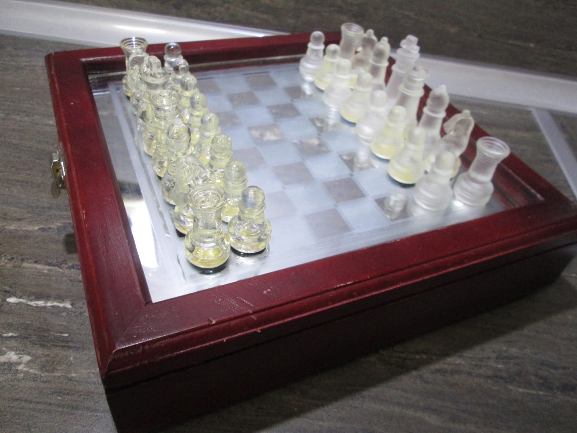 Vintage Glass Chess Glass Chess Set Glass Board Vintage Etsy UK
