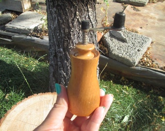 Vintage Wooden Pepper Grinder: Small Spice Mill, Rustic Kitchen Decor
