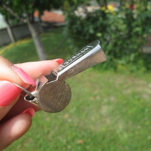 Metal whistle, Coach whistle, Necklace metal whistle, Police whistle, Vintage whistle, Coach accessory, Signal whistle, Gift idea