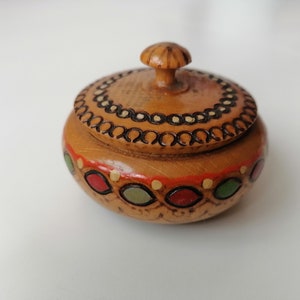 Vintage salt pan, Wooden salt box, Wood bowl with lid, Wooden saltern, Vintage wooden box, Spices box, Storage box, Salt holder, Wooden box