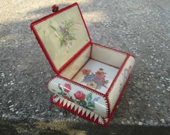 Jewelry box, Vinyl box, Vintage photo box, Jewellery storage, Picture storage, Floral box, Gift for her, Vintage vinyl box, Treasures box