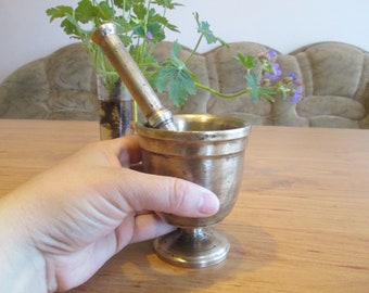Brass Mortar And Pestle, Аncient Spice Mill, Antique Brass Grinder, Apothecary's Pestle, Pharmacy Decor, Pharmacy tool, Rustic kitchen