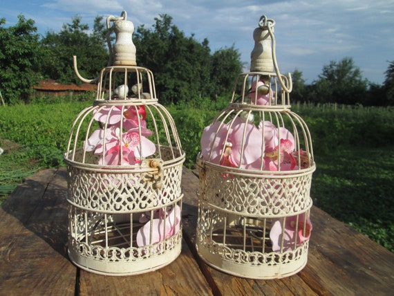 Decorative Bird Cage Wedding Birdcage Pair Bird Cages White Etsy