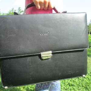 Black briefcase, Vintage briefcase, Lawyer bag, Doctor's bag, Travel bag, Gift idea, Office bag, Teachers satchel, Documents bag