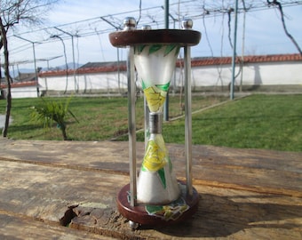 Temporizador de arena de madera vintage: reloj de arena de 1,5 minutos, decoración del hogar