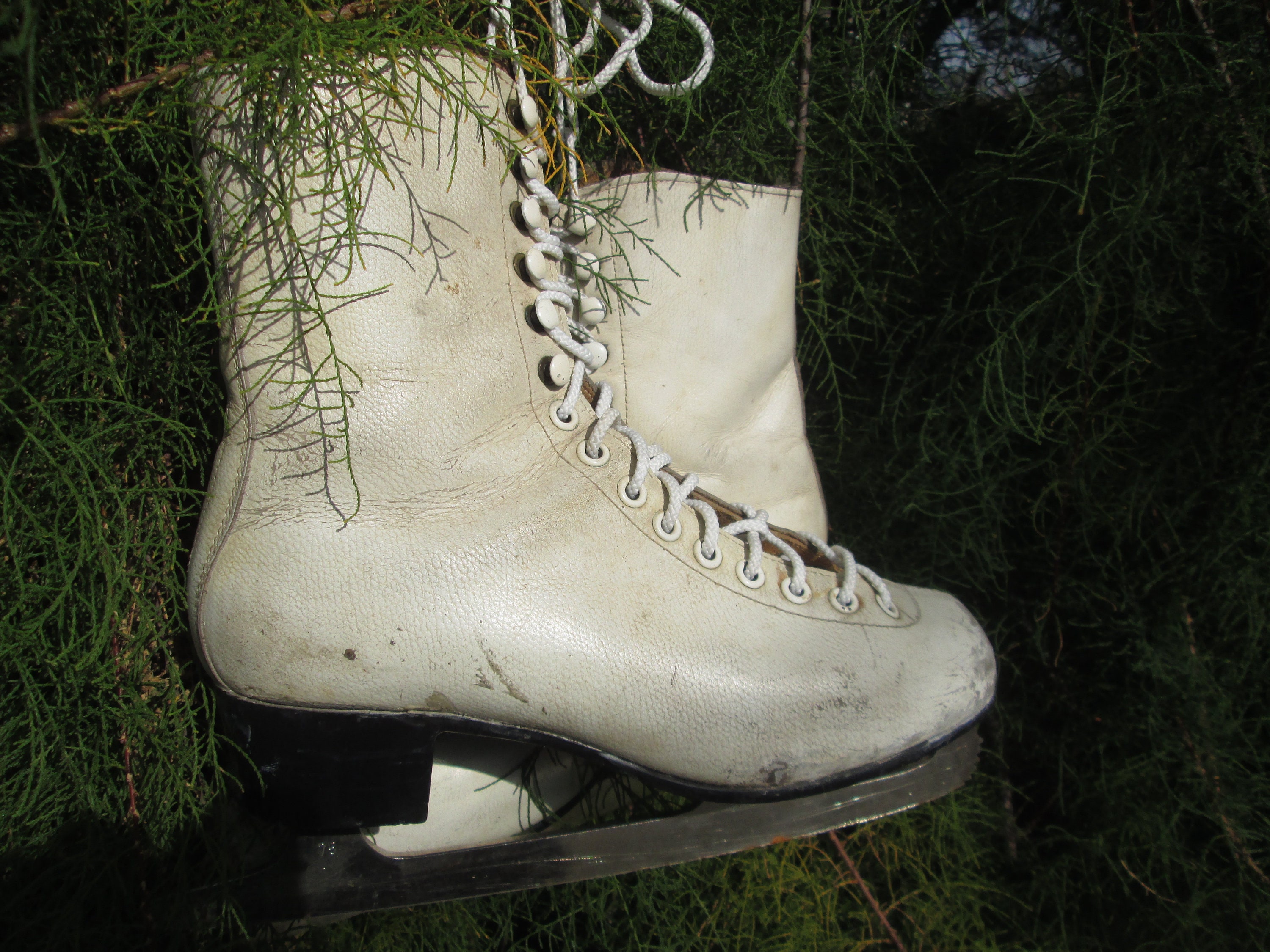 Leather Ice Skates White Ise Skates Vintage Ice Skates Ice Etsy