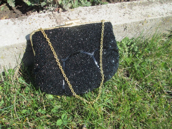 Beaded purse, Black evening purse, Ladies handbag… - image 10